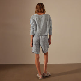 Pleated Linen Bermuda Short in Open Sky Pigment | James Perse Los Angeles