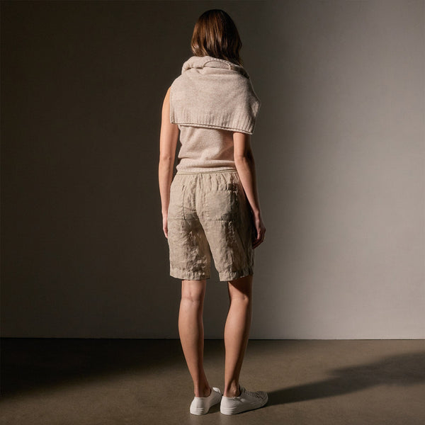 Pleated Linen Bermuda Short in Overcast Pigment | James Perse Los Angeles