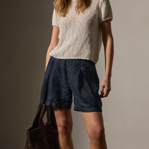Lightweight Linen Elastc Short in Classic Navy | James Perse Los Angeles