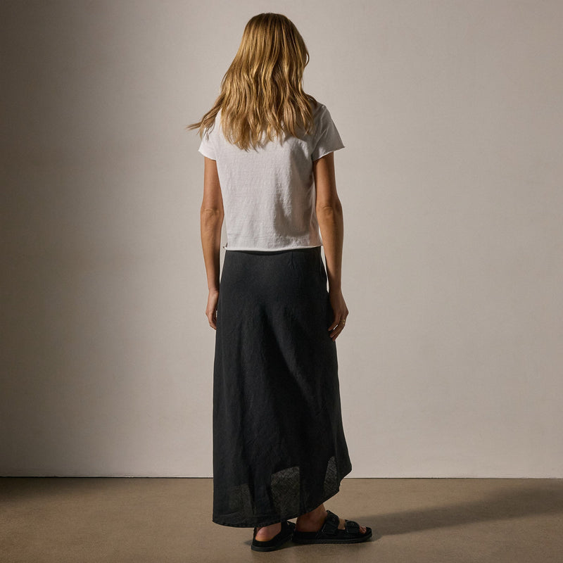 High Low Linen Skirt in Black | James Perse Los Angeles