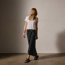 High Low Linen Skirt in Black | James Perse Los Angeles