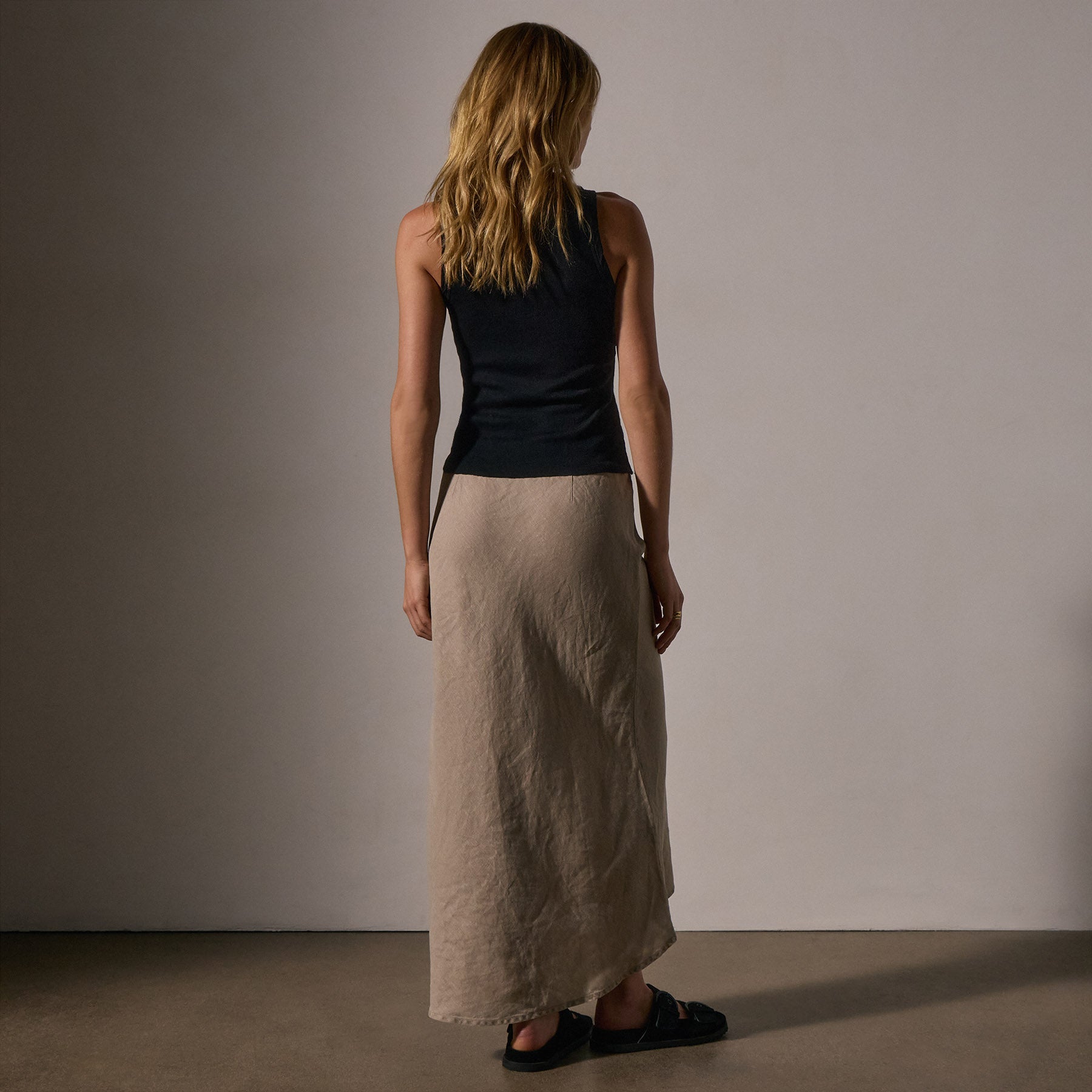 High Low Linen Skirt in Overcast Pigment | James Perse Los Angeles