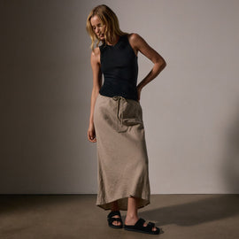 High Low Linen Skirt in Overcast Pigment | James Perse Los Angeles