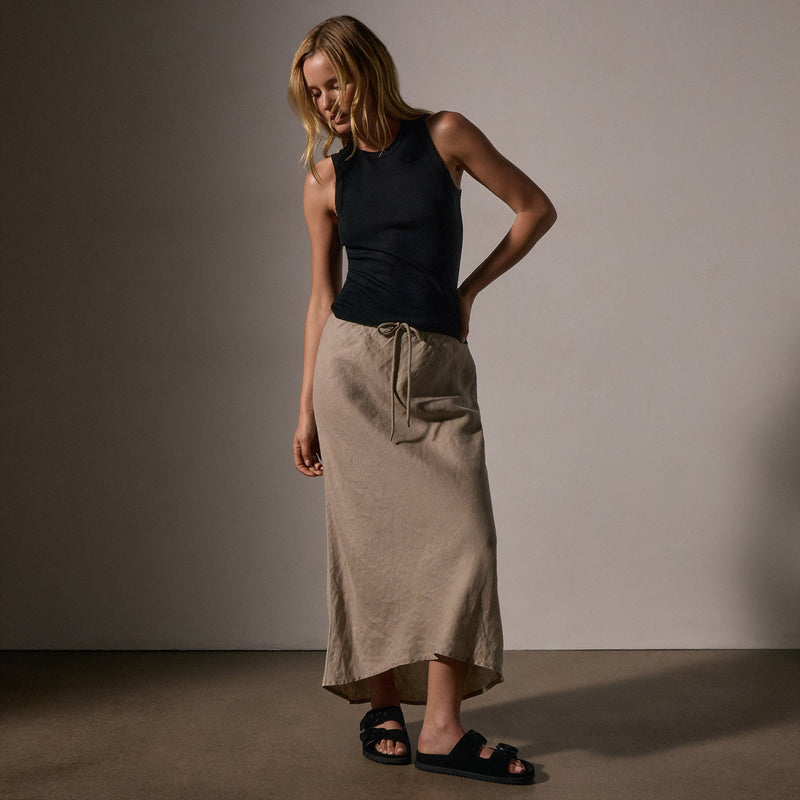 High Low Linen Skirt in Overcast Pigment | James Perse Los Angeles