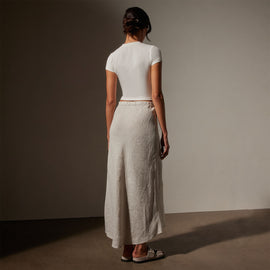 High Low Linen Skirt in Salt Pigment | James Perse Los Angeles