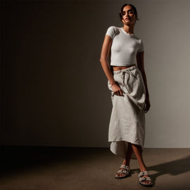 High Low Linen Skirt in Salt Pigment | James Perse Los Angeles