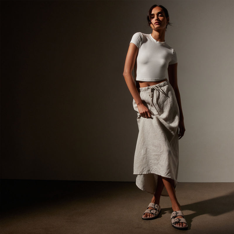 High Low Linen Skirt in Salt Pigment | James Perse Los Angeles