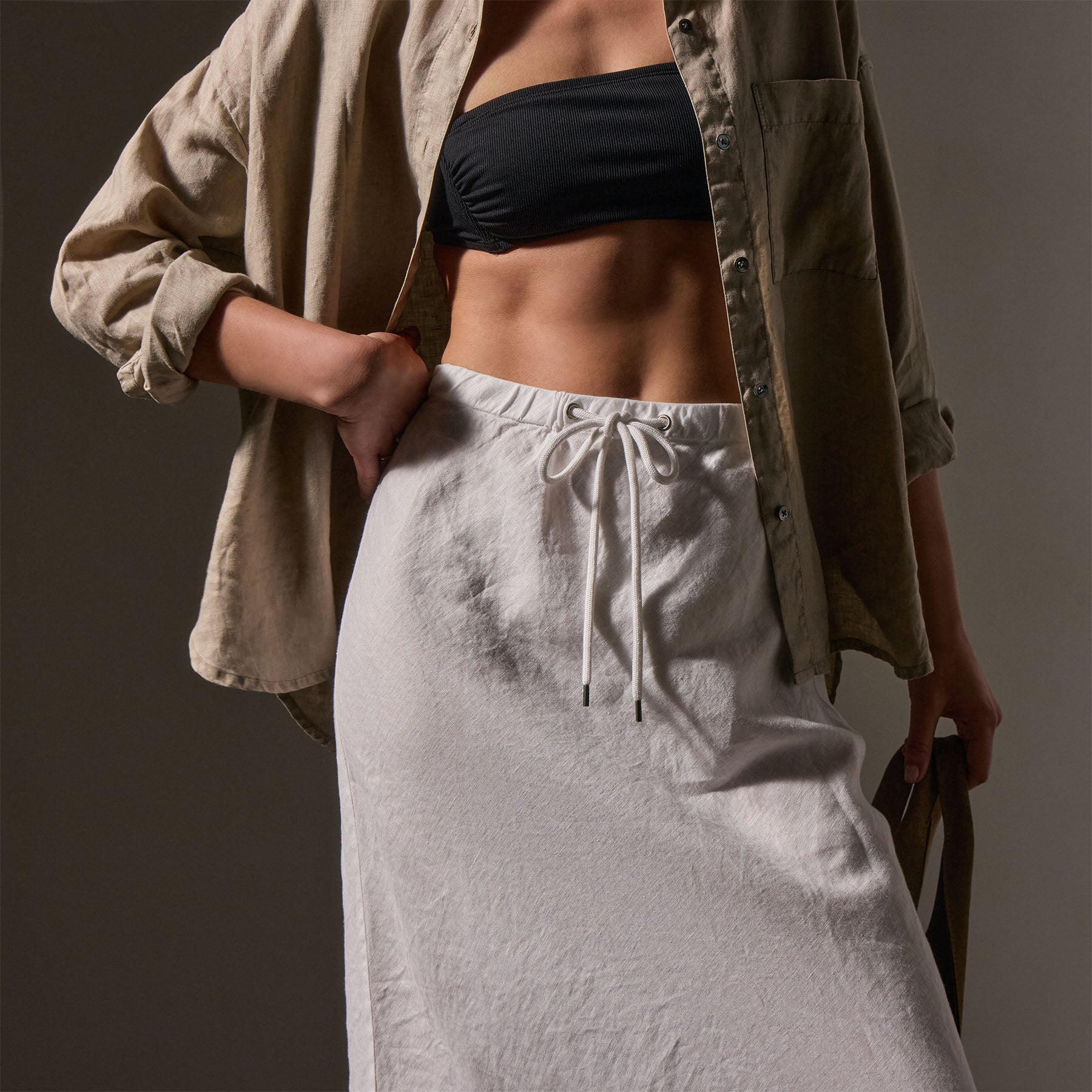 High Low Linen Skirt - White | James Perse Los Angeles