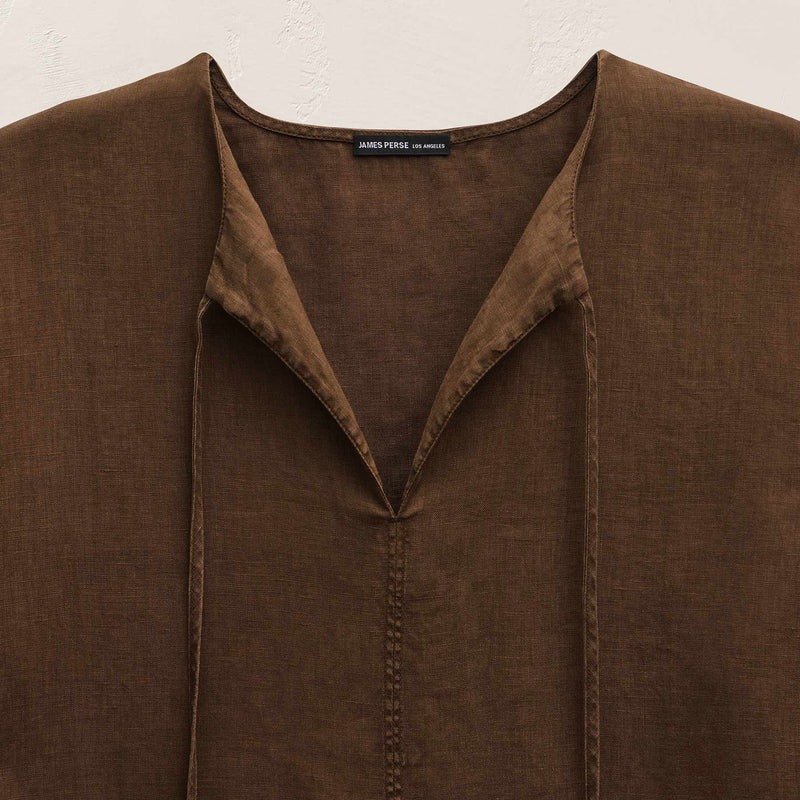 Lightweight Linen Tunic Dress In Cocoa Pigment | James Perse Los Angeles