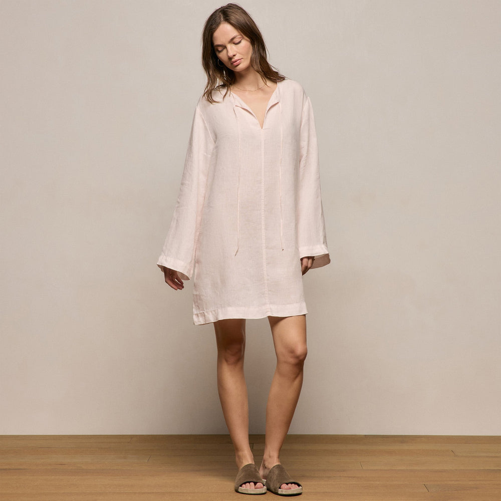 james perse lightweight linen dress Linen midi dress - black
