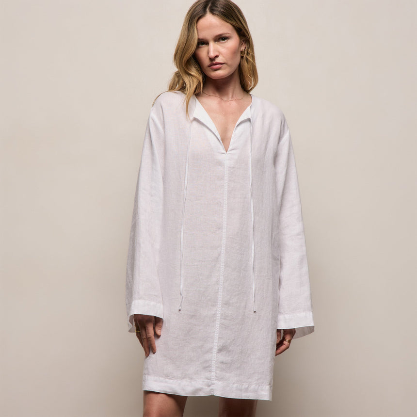 loose linen tunic dress Classic Minimal Linen Tunic Dress with Pockets  Old Linen Mill