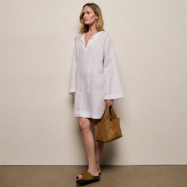 Lightweight Linen Tunic Dress - White