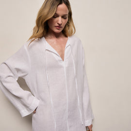 Lightweight Linen Tunic Dress - White