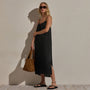 Lightweight Linen Strappy Cami Dress in Black | James Perse Los Angeles