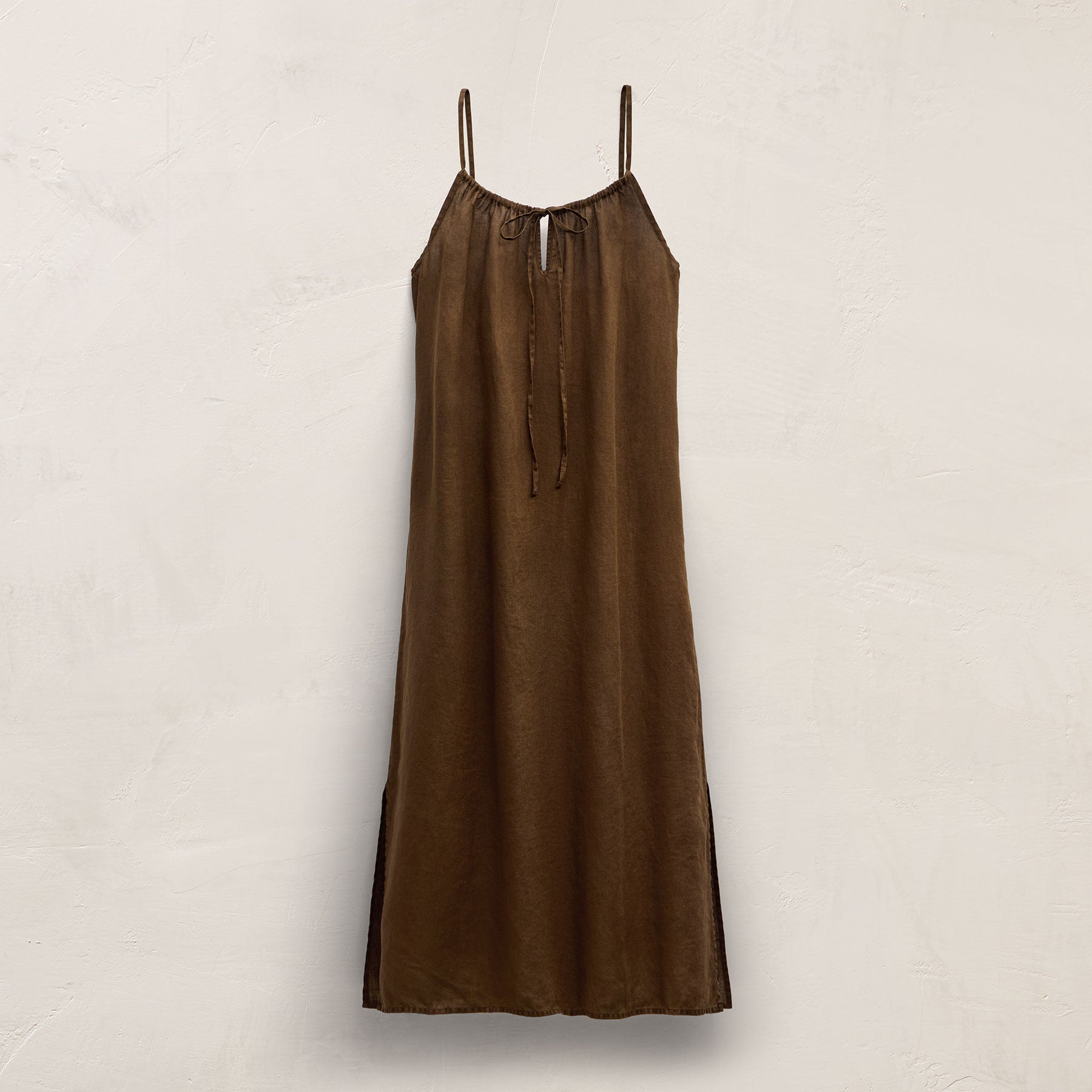 Lightweight Linen Strappy Cami Dress In Cocoa Pigment | James Perse Los Angeles