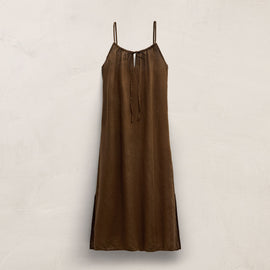 Lightweight Linen Strappy Cami Dress In Cocoa Pigment | James Perse Los Angeles