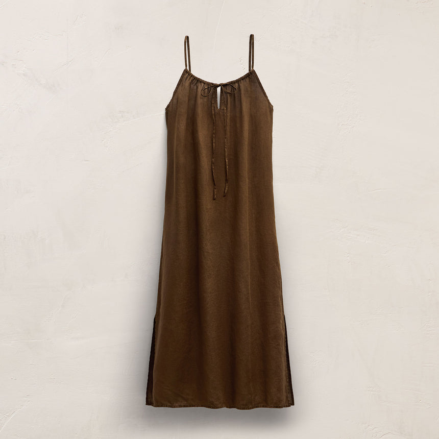 Lightweight Linen Strappy Cami Dress In Cocoa Pigment | James Perse Los Angeles