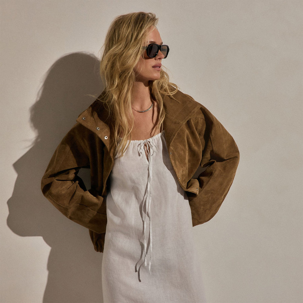 Lightweight Linen Strappy Cami Dress in White | James Perse Los Angeles