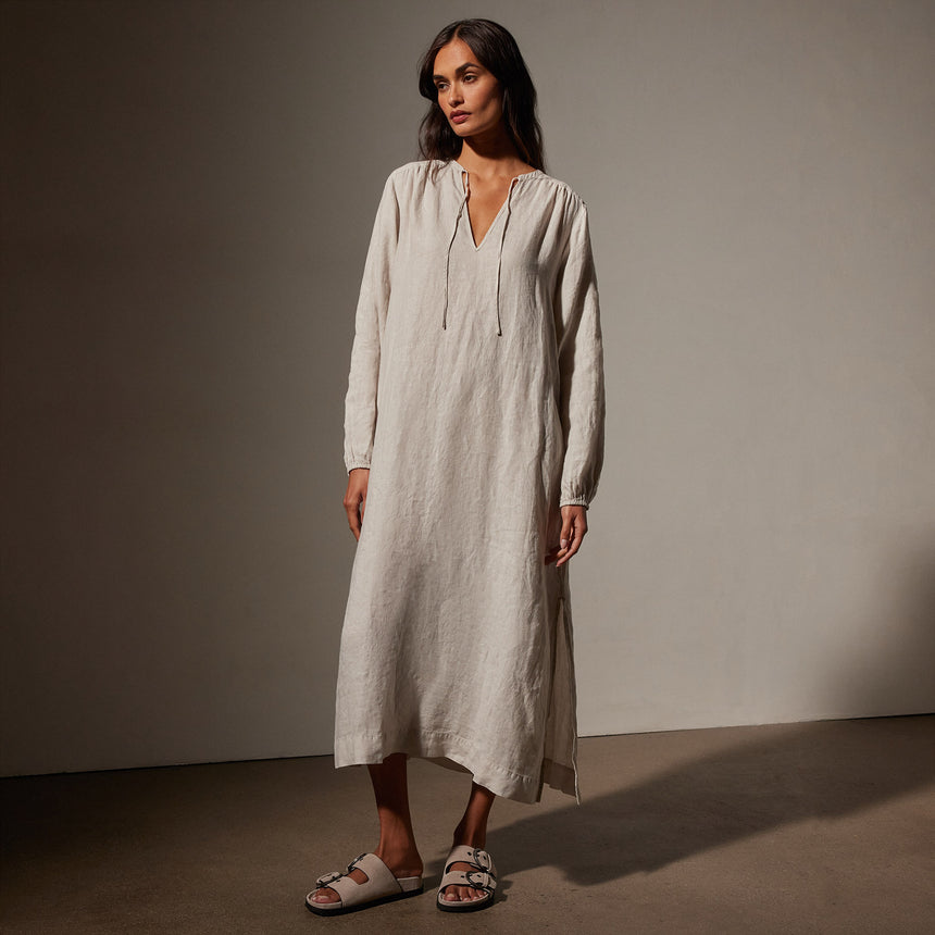 Lightweight Linen Dress in Salt Pigment | James Perse Los Angeles