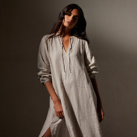 Lightweight Linen Dress in Salt Pigment | James Perse Los Angeles