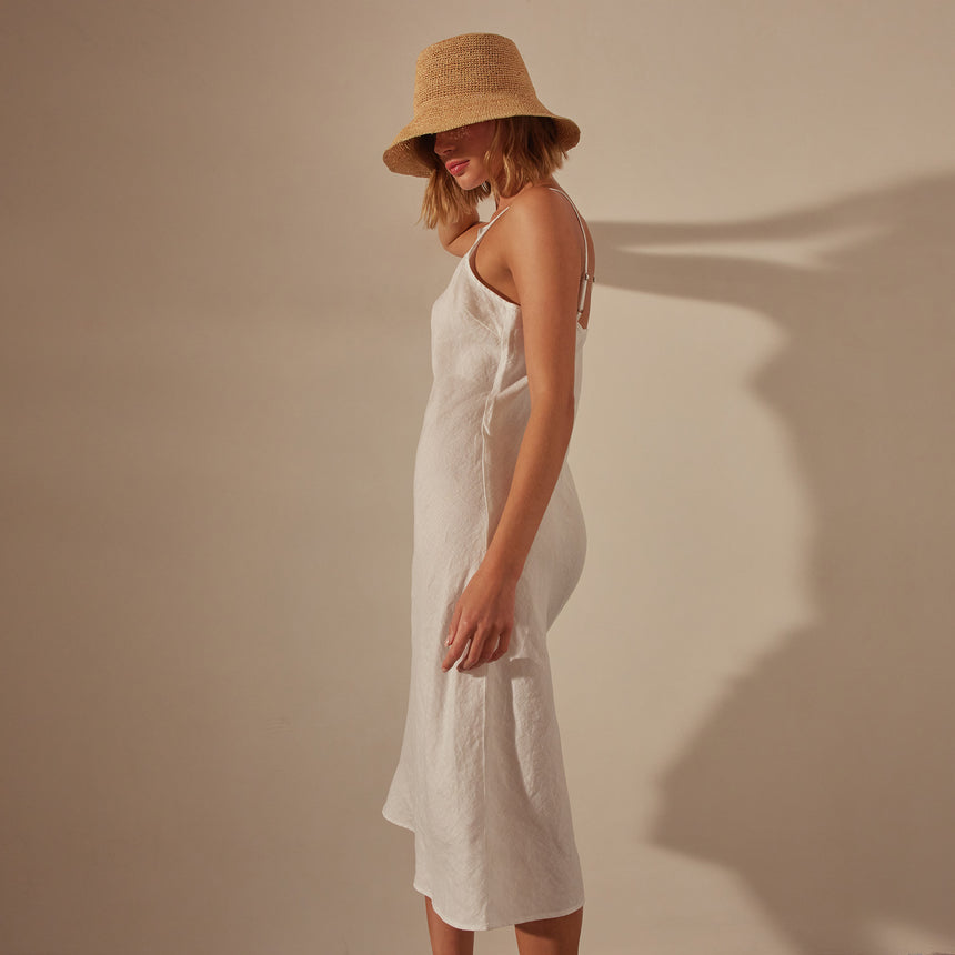 Lightweight Linen Cami Dress in White | James Perse Los Angeles