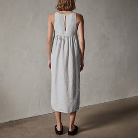 Gathered Linen Dress in Memory Pigment | James Perse Los Angeles