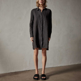 Lightweight Linen Shirt Dress in Black | James Perse Los Angeles