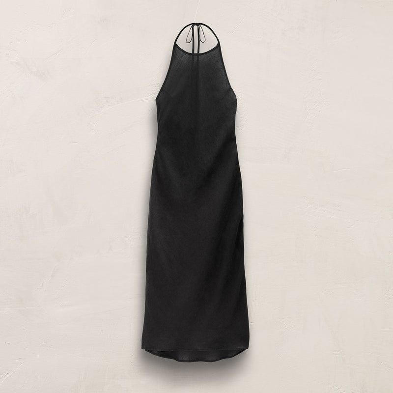 James Perse Linen Halter Dress - Black James Perse Linen Halter Dress - Black