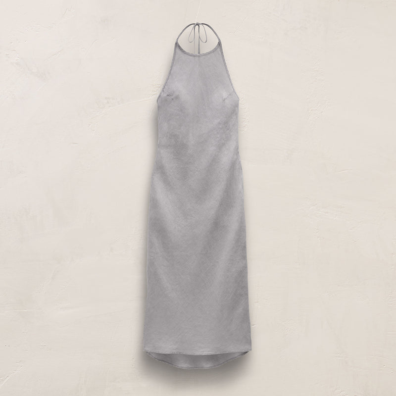 Linen Halter Dress In Grey Sky Pigment | James Perse Los Angeles