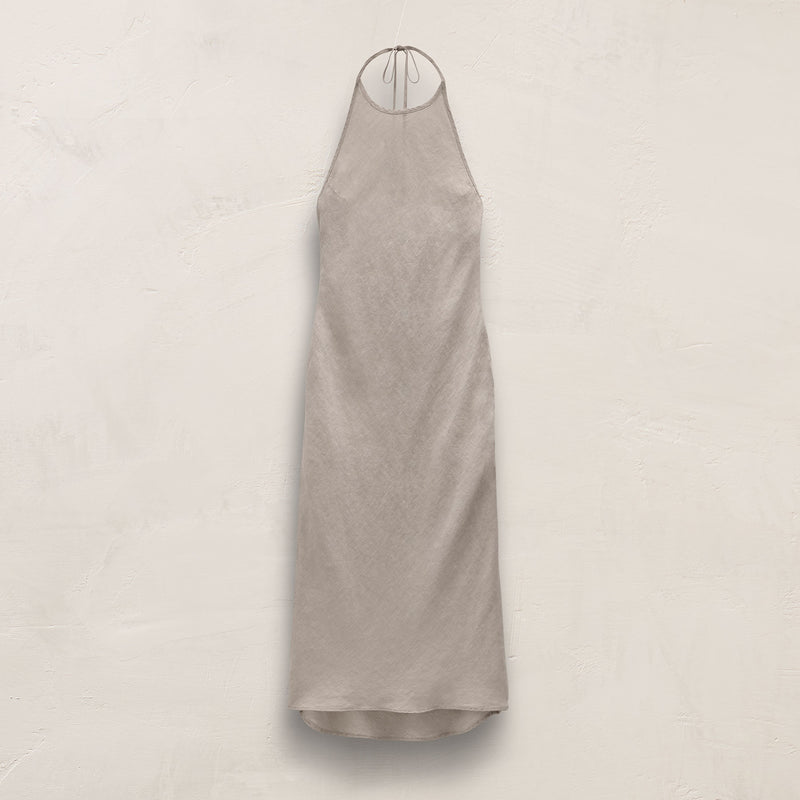 Linen Halter Dress - Salt Pigment