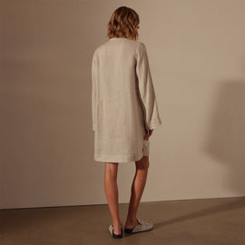 Garment Dye Linen Pin Tuck Dress in Salt Pigment | James Perse Los Angeles