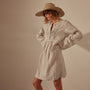 Garment Dye Linen Pin Tuck Dress in Salt Pigment | James Perse Los Angeles