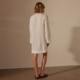 Garment Dye Linen Pin Tuck Dress in White | James Perse Los Angeles