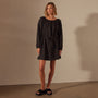 Gathered Linen Dress in Black | James Perse Los Angeles