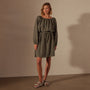 Gathered Linen Dress in Palm Pigment | James Perse Los Angeles