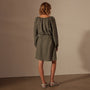 Gathered Linen Dress in Palm Pigment | James Perse Los Angeles