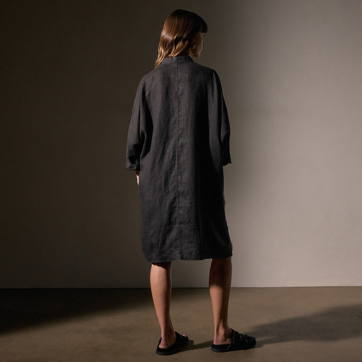 Pocket Shirt Swing Dress in Black | James Perse Los Angeles