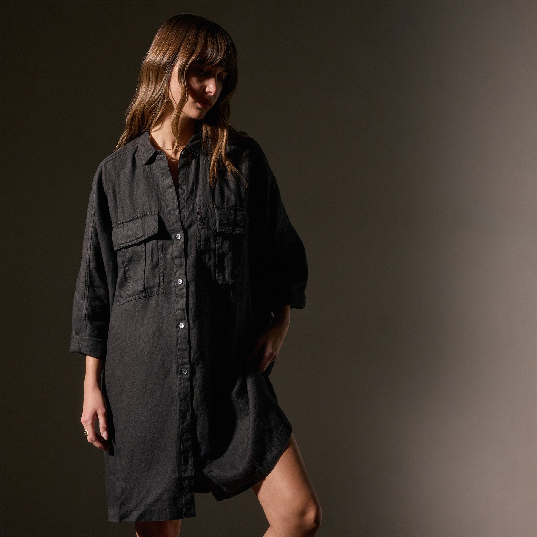 Cargo Pocket Swing Dress - Black | James Perse Los Angeles
