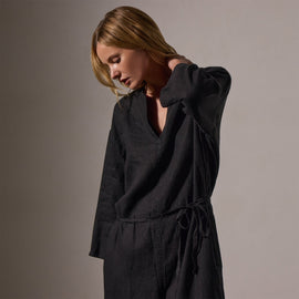 Garment Dye Linen Jumpsuit in Black | James Perse Los Angeles