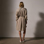 Linen Shirt Dress With Tie in Overcast Pigment | James Perse Los Angeles