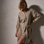 Linen Shirt Dress With Tie in Overcast Pigment | James Perse Los Angeles