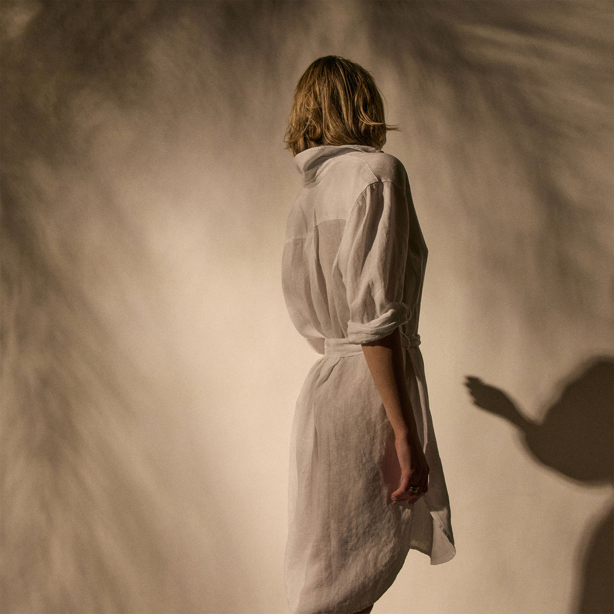 Linen Shirt Dress With Tie | James Perse Los Angeles