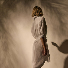 Linen Shirt Dress With Tie | James Perse Los Angeles