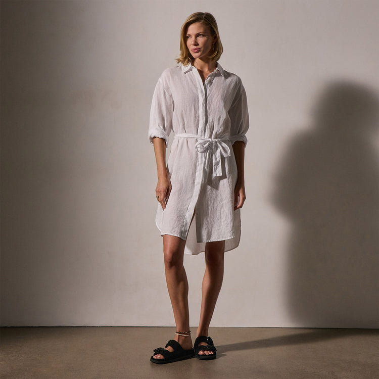 Linen Shirt Dress With Tie | James Perse Los Angeles