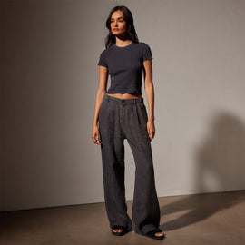 Garment DyedLinen Pleated Pant in Magma Pigment | James Perse in Los Angeles