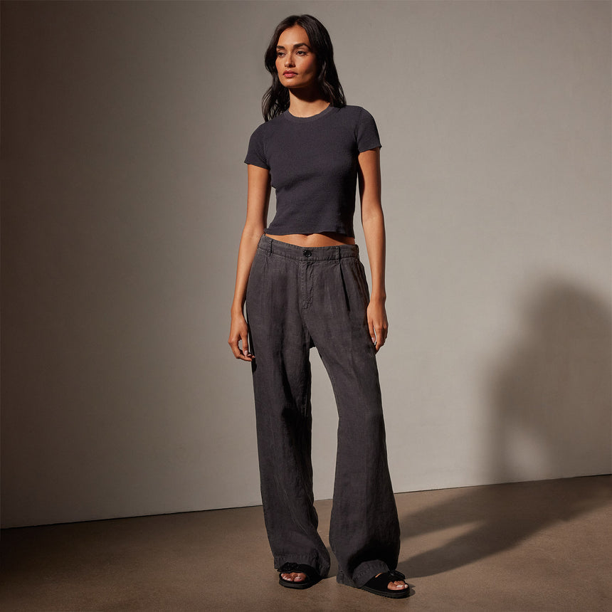 Garment DyedLinen Pleated Pant in Magma Pigment | James Perse in Los Angeles