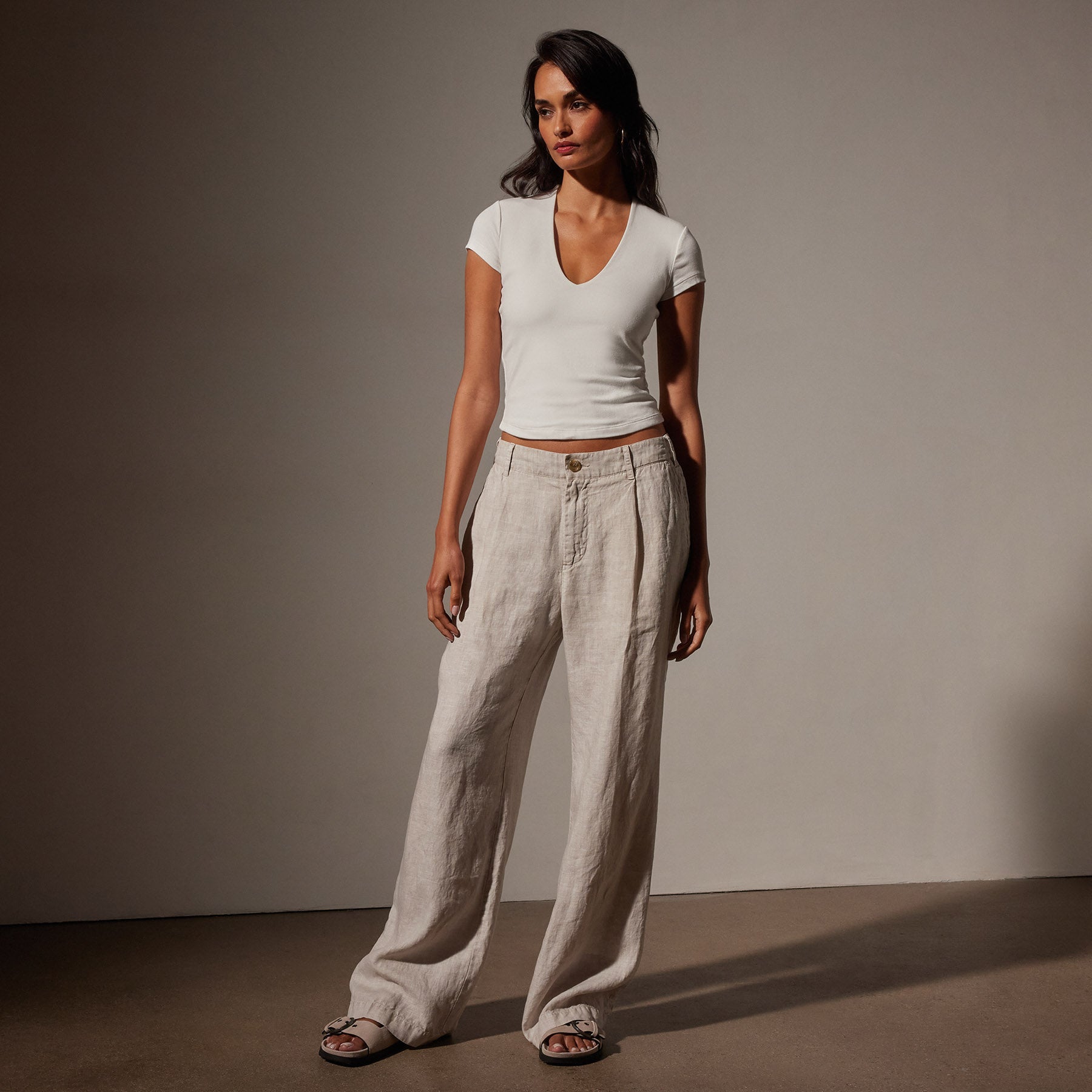 Linen Pleated Pant - Salt Pigment | James Perse Los Angeles