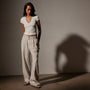 Garment DyedLinen Pleated Pant in Salt Pigment | James Perse in Los Angeles