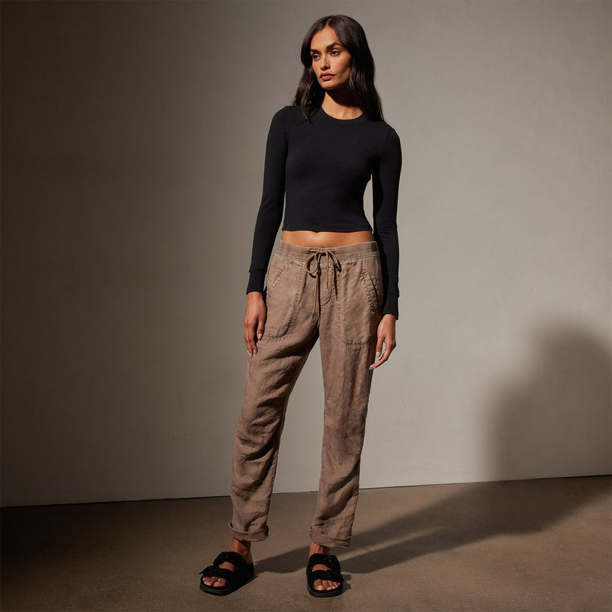 Garment Dye Linen Soft Drape Pant in Cargo Pigment | James Perse Los Angeles