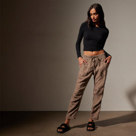 Garment Dye Linen Soft Drape Pant in Cargo Pigment | James Perse Los Angeles